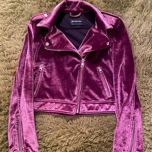 Purple Velvet Biker Jacket